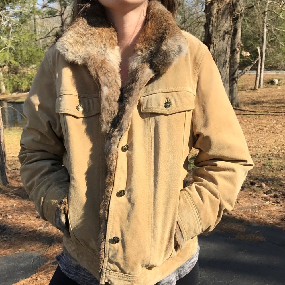 Rabbit fur suede jacket